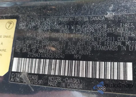 2005 Lexus Rx 330 from USA, damaged, VIN 2T2HA31UX5C078040